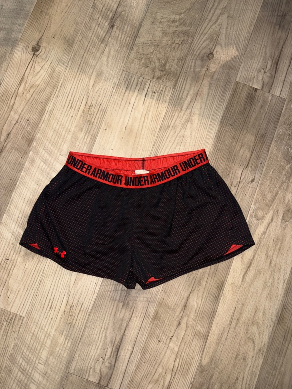 Under Armour Black Athletic Shorts with Red Waistband